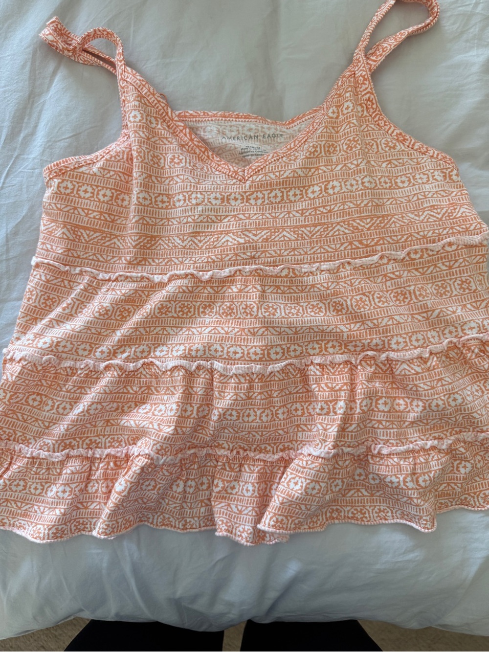 American Eagle Outfitters Peach Printed Ruffle Camisole